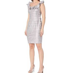 London Times Dress Womens‎ 10 Purple Lilac Shimmer Ruffles Cocktail 90's NWT